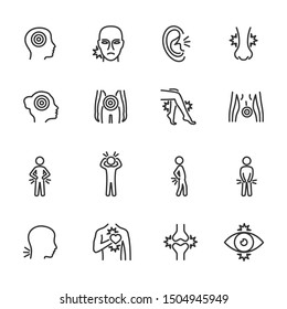 Vector set of pain line icons.