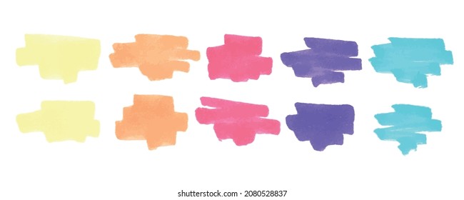 Vector set of paint brush spot, hand painted background, watercolor dab. For banner, tag or label watercolor backgrounds band.