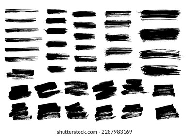 Vector set paint brush strock. Text boxes for banner.