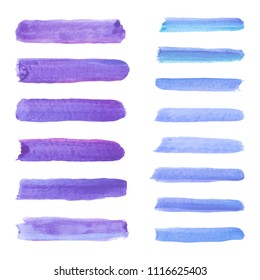 The vector set of
 paint water color brushes stroke