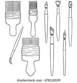 vector set of paintbrush
