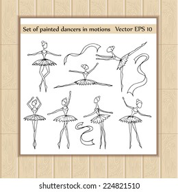 Vector set of painted cartoon dancers in motions. Vector for use in design