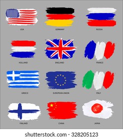 Vector set of painted flags