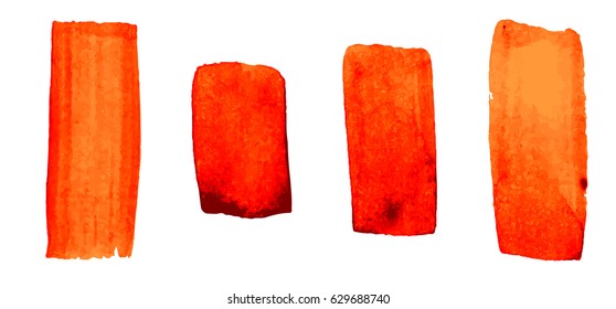 Vector set of painted strokes against white background