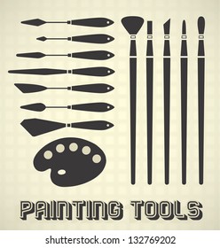 Vector Set: Painting Tools Silhouettes