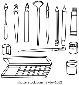 vector set of painting and writing tools
