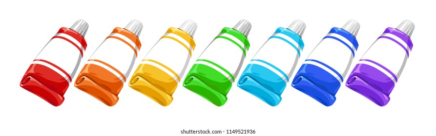 vector set of paints in tubes artist's palette