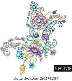 Conjunto de Vector Paisley Flower Leaf