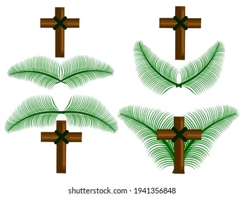 Vector set Palm Sunday icon, March 28th.