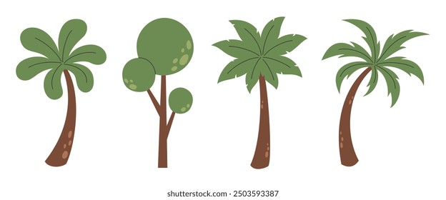 Vector set of palms and trees