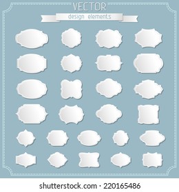 Vector set of paper badges and labels. Simple design elements. There is place for your text.