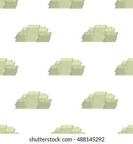 Vector Set of Paper Dollars Seamless Pattern on White Background. American Banknotes. Cash Money. US Currency