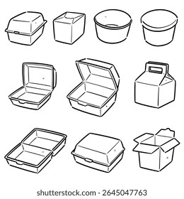 vector set of paper food container