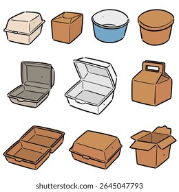 vector set of paper food container