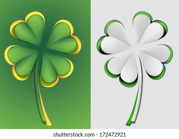vector set of paper  four leaf clovers 