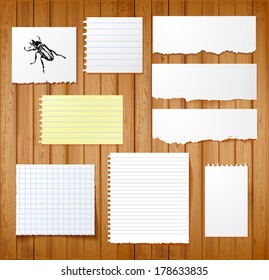 Vector set of paper objects with bugs for your design 