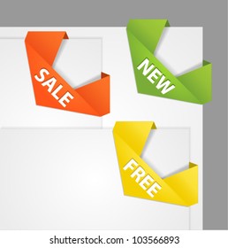 Vector set paper origami corners