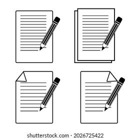 Vector set of paper and pencil icons with different shapes