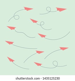 Vector set paper plane flat icon with concept communication.