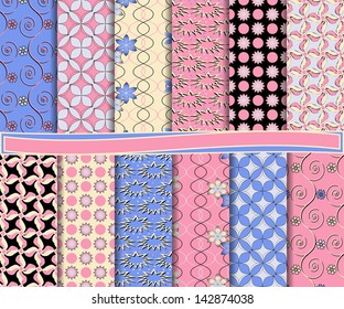 vector set of paper for scrapbook with flowers and abstract shapes