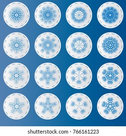 Vector set of paper snowflakes. Paper icons for your winter design.