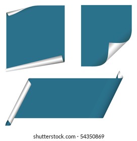 Vector set of paper sticker with curled corner
