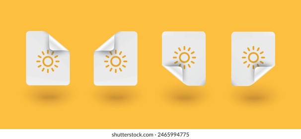 Vector set of paper sun icons.