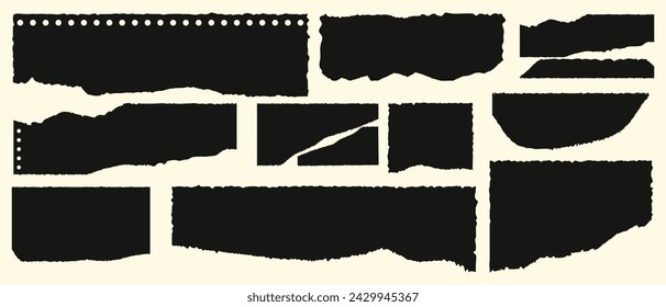 Vector set of paper with torn edges. Shreds of notebook pages. Vector illustration