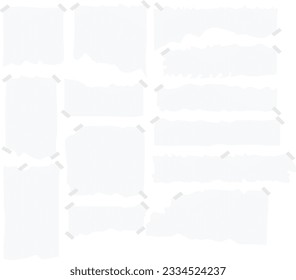 vector set of paper Torn paper with tape icon collection
