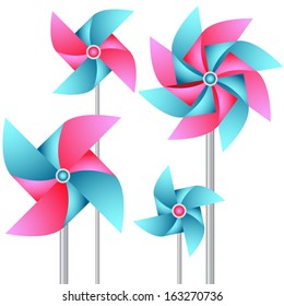 Vector set of paper weather vanes in pink and blue colors