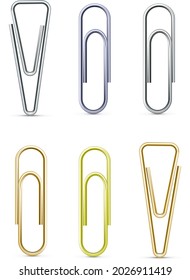 Juego de vectores de clips - plata, latón y oro