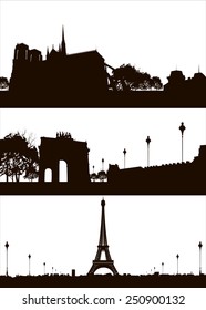 Vector Set of Paris city skyline
