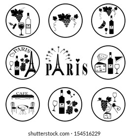 Vector set of Paris symbols.