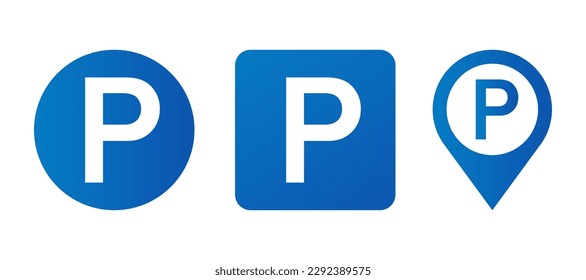 Vector set of parking signs. Parking icons set. Car parking icon.