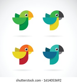 Vector set of parrot design on white background. Wild Animals. Birds. Easy editable layered vector illustration.