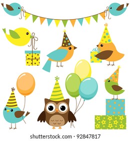 Vector set of party birds