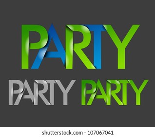 vector set of party text design element.