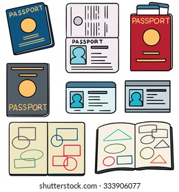 vector set of passport and identity card