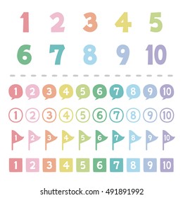Vector set of pastel color number