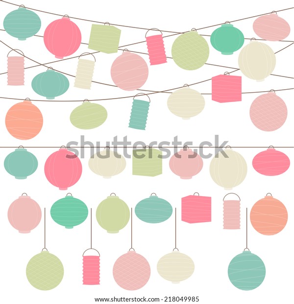 pastel colored paper lanterns