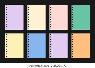 Vector Set of Pastel-Colored Blank Paper Sheets – Aesthetic Stationery Elements for Journals, Scrapbooking, Collages, and Digital Planners – Soft Minimalist Paper Templates