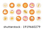 Vector set pasteries and bakery icons for social media stories or avatar template