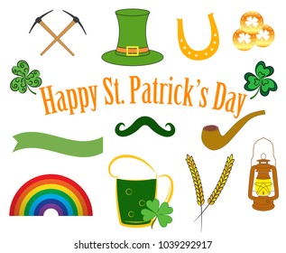 Vector Set of Patrick Day Elements.