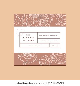 Vector set pattens for cosmetics with label template design. Patterns or wrapping paper for package and beauty salons. Lotus flowers. Organic, natural cosmetic