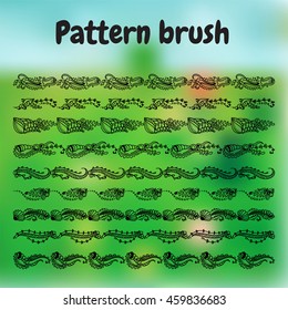 Vector set of pattern brush for Your design. Seaweed, shell, jellyfish, leaves, corals, ocean and sea flowers elements.  Vintage, hand drawing pen ink style, for photo decor. Brushes included