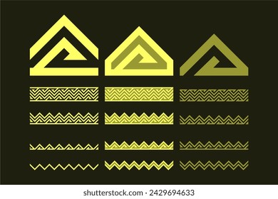 Vector Conjunto de patrones de pintura indígena geométrica fondo oscuro