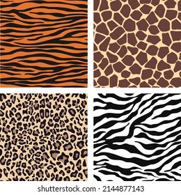 
Vector set pattern leopard, tiger, zebra, giraffe seamless texture.