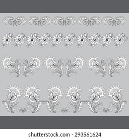 Vector set of patterns, borders for design, filigree ornaments