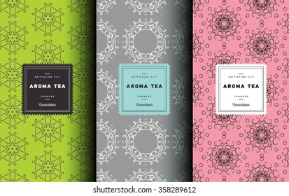 Vector set patterns, linear labels or icon and wrapping paper. Logo design templates for hand made soap packaging and wrapping paper. Decorative background texture