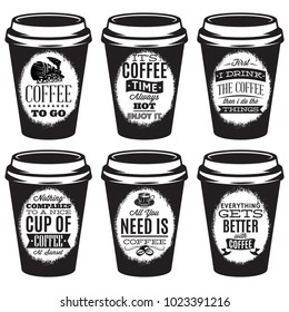 vector set of patterns for paper cups for coffee.